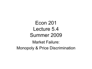Econ 201 Lecture 5.4 Summer 2009 Market Failure: