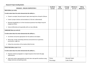 Research Project Grading Rubric Excellent High Average