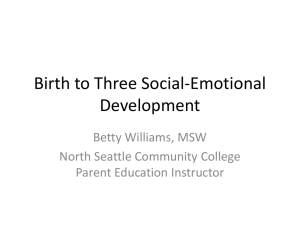 Birth to Three Social-Emotional Development Betty Williams, MSW North Seattle Community College