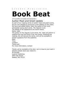 Book Beat Author Meet and Greet Update A bi-monthly newsletter for booksellers