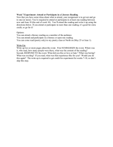 Literary Reading Assignment: Attend & Write-Up