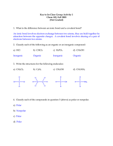 Key to In-Class Group Activity 1 Chem 102, Fall 2005 (Not Graded)