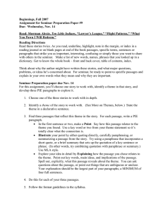 Beginnings, Fall 2007 Assignment for Seminar Preparation Paper #9 Ten Little Indians,