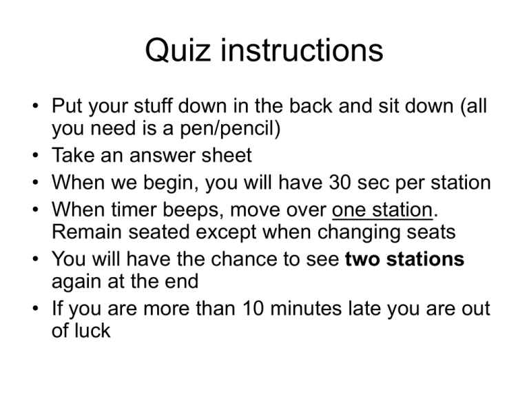 Quiz Instructions Example Identification