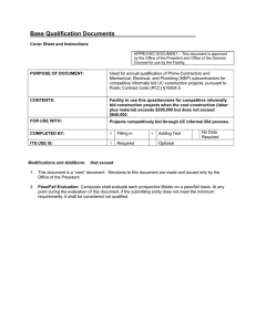 Base Qualification Documents  Cover Sheet and Instructions