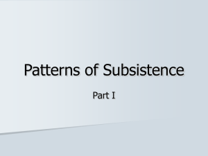 Patterns of Subsistence Part I
