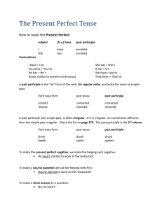 The Present Perfect Tense Present Perfect