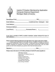 Upsilon Pi Epsilon Membership Application Computer Science Department Michigan State University