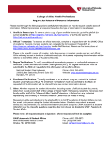 College of Allied Health Professions Request for Release of Personal Information