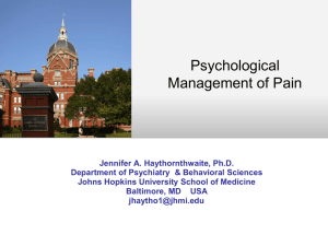 Psychological Management of Pain
