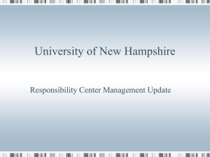 University of New Hampshire Responsibility Center Management Update