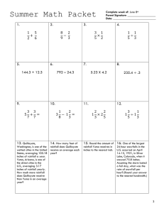 Summer Math Packet: Elementary Arithmetic Practice
