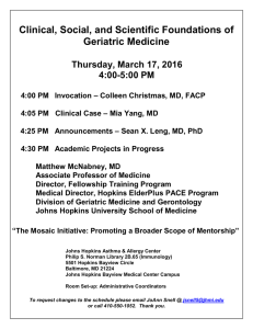 Clinical, Social, and Scientific Foundations of Geriatric Medicine Thursday, March 17, 2016