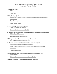 Rural Development Master of Arts Program Research Project Outline