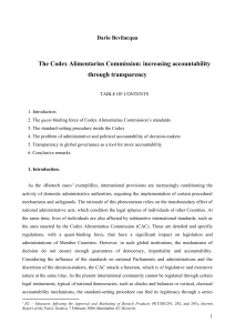 The Codex Alimentarius Commission: increasing accountability through transparency  Dario Bevilacqua