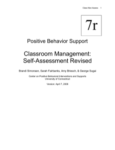 7r Classroom Management: Self-Assessment Revised