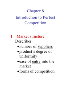 Chapter 8 Introduction to Perfect Competition