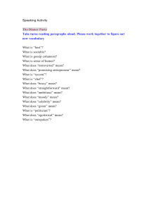 Speaking Activity  What is “host”? What is sociable?
