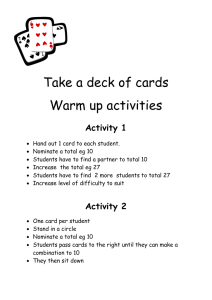 Card Game Math Warm-Up Activities for Elementary School