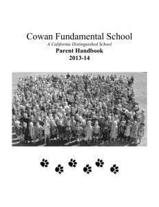 Cowan Fundamental School  Parent Handbook 2013-14