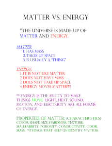 Matter vs. Energy: Properties and Definitions