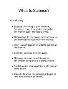 What Is Science?  Vocabulary: