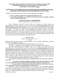 Texas Pardon Application: Deferred Adjudication Form