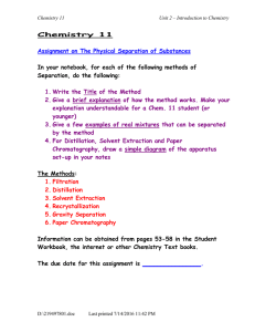 Chemistry 11: Physical Separation Assignment
