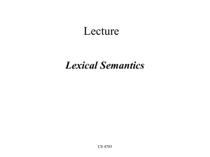 Lecture Lexical Semantics CS 4705