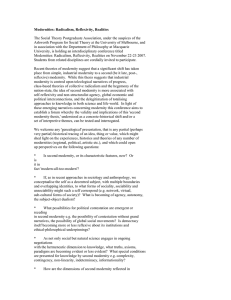 Modernities: Radicalism, Reflexivity, Realities