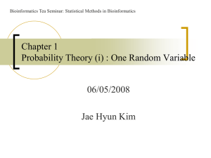 06/05/2008 Jae Hyun Kim Chapter 1 Probability Theory (i) : One Random Variable