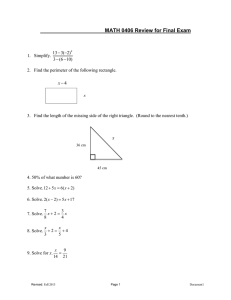 MATH 0406 Review for Final Exam