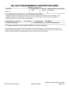 NASA Quality & Experiment Management DRD