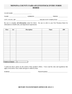 MONONA COUNTY FAIR 4-H LIVESTOCK ENTRY FORM HORSE