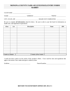 MONONA COUNTY FAIR 4-H LIVESTOCK ENTRY FORM RABBIT
