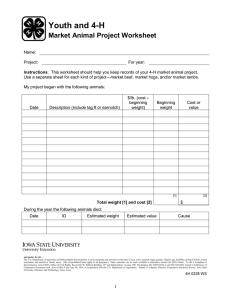 Youth and 4-H Market Animal Project Worksheet