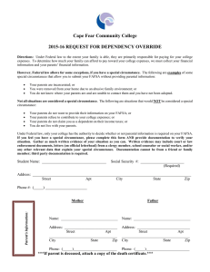 Cape Fear Community College  2015-16 REQUEST FOR DEPENDENCY OVERRIDE