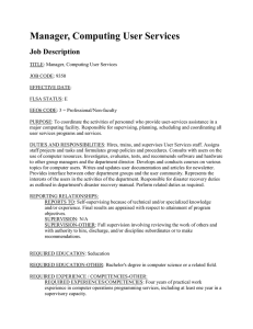 Manager, Computing User Services Job Description