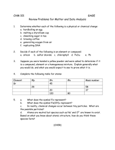 CHM 101  GAGE Review Problems for Matter and Data Analysis