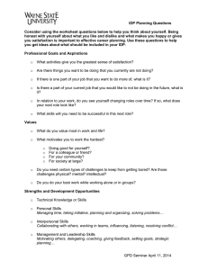 IDP Planning Questions