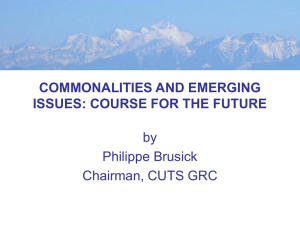 COMMONALITIES AND EMERGING ISSUES: COURSE FOR THE FUTURE by Philippe Brusick