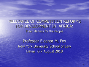 RELEVANCE OF COMPETITION REFORMS FOR DEVELOPMENT IN  AFRICA: