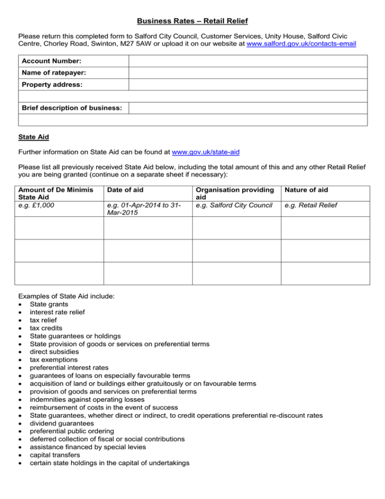 Retail Relief Business Rates