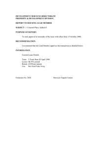 DEVELOPMENT SERVICES DIRECTORATE PROPERTY &amp; DEVELOPMENT DIVISION REPORT TO HOUSING LEAD MEMBER