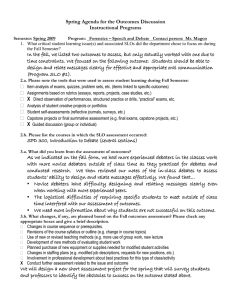 Spring Agenda for the Outcomes Discussion Instructional Programs