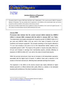 News Release 21 May 2008 Jamaica Balance of Payments