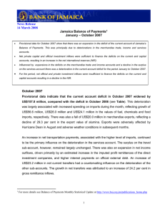 News Release 14 March 2008 Jamaica Balance of Payments
