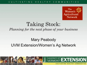 Taking Stock: Mary Peabody UVM Extension/Women’s Ag Network