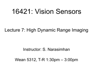 16421: Vision Sensors Lecture 7: High Dynamic Range Imaging Instructor: S. Narasimhan
