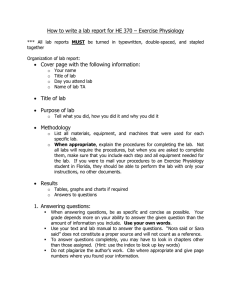 How to write a lab report for HE 370 –... Cover page with the following information: 